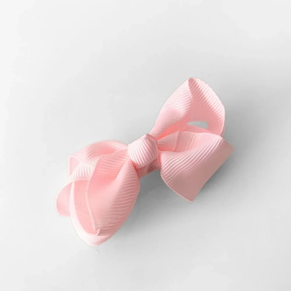 Set of 2 Pretty Girls Hair Bows Grosgrain Ribbon Clips Hair Accessories LT Pink